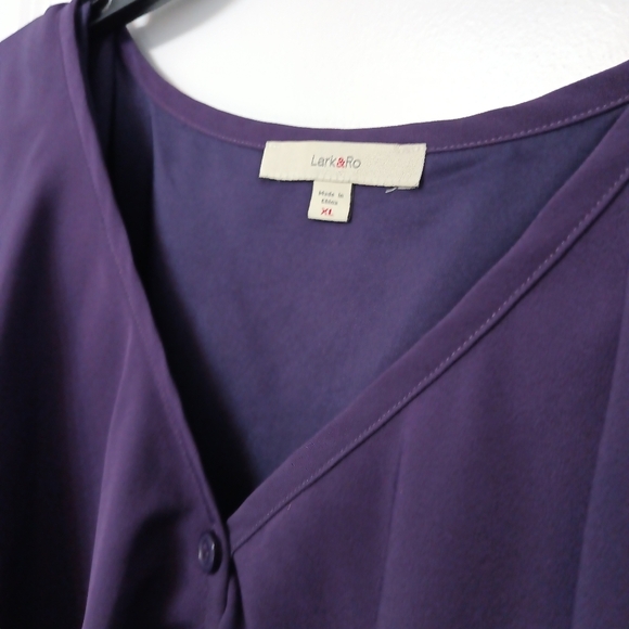 Lark & Ro Purple Asymmetrical Ruffled Midi Dress - Picture 3 of 4